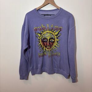 Sublime Long Beach 2021 Tour Crewneck Pullover Purple Medium Sweatshirt
